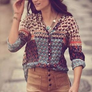 Free People Boho Shirt Blouse Floral Paisley